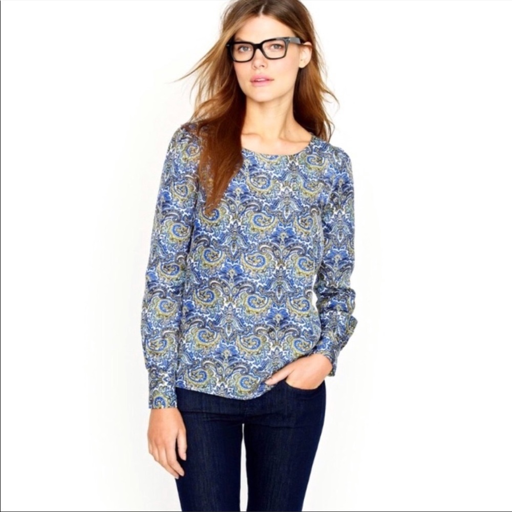 J. Crew Talitha Paisley‎ Silk Long Sleeve Top 2